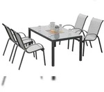Merxx Amalfi Gartenm&ouml;belset 5tlg., 4 Stapelsessel, 1 Tisch 150 x 80 cm,