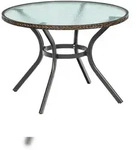 Merxx Ravenna Tisch Rund, &Oslash; 100 cm, Aluminium/Kunststoffgeflecht/Glas,