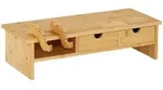 Relaxdays Monitorst&auml;nder Bambus, 2 Schubladen, Handyhalter, HxBxT: 14x54x23 cm,