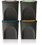 Set mit 4 Keden Sortibox M&uuml;lleimern, 100 % recycelter Kunststoff, schwarz, 100 l