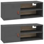 vidaXL Wandschr&auml;nke 2 Stk. Grau 80x30x30 cm Massivholz Kiefer
