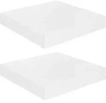 vidaXL Schweberegale 2 Stk. Hochglanz-Wei&szlig; 23x23,5x3,8 cm MDF