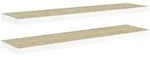 vidaXL Schweberegale 2 Stk. Eiche und Wei&szlig; 90x23,5x3,8 cm MDF