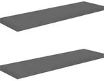 vidaXL Schweberegale 2 Stk. Hochglanz-Grau 90x23,5x3,8 cm MDF