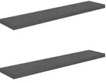 vidaXL Schweberegale 2 Stk. Hochglanz-Grau 120x23,5x3,8 cm MDF