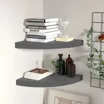 vidaXL Eck-Schweberegale 2 Stk. Hochglanz-Grau 35x35x3,8 cm MDF
