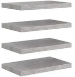 vidaXL Schweberegale 4 Stk. Betongrau 50x23x3,8 cm MDF
