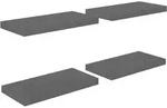 vidaXL Schweberegale 4 Stk. Hochglanz-Grau 50x23x3,8 cm MDF