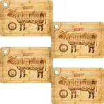 4x Bambus Steakteller Holz Massiv 33x23 - 2cm Grill Servierplatte Burger Brett