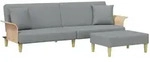 vidaXL Schlafsofa 2-Sitzer mit Kissen und Fu&szlig;hocker Hellgrau Samt