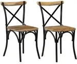 vidaXL Esszimmerst&uuml;hle 2 Stk. Schwarz Mango-Massivholz