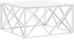vidaXL Couchtisch Silbern 80x80x40 cm Edelstahl und Glas