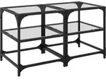 vidaXL Couchtische mit Glasplatten 2 Stk. Transparent 40x40x45cm Stahl