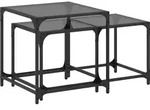 vidaXL Satztische 2 Stk. mit Glasplatte Schwarz Stahl