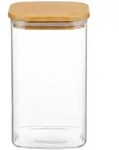 Relaxdays Vorratsgl&auml;ser mit Bambusdeckel, 3er Set, eckige Vorratsdosen aus Glas,