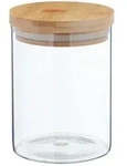 Relaxdays Vorratsgl&auml;ser mit Bambusdeckel, 3er Set, runde Vorratsdosen aus Glas, 650