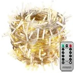Monzana Lichterkette 40m 400 LED warmwei&szlig; transparent Fernbedienung