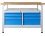 PROREGAL Werkbank Rhino mit Ablagefl&auml;che + 6 Schubladen | HxBxT 84x120x60cm 