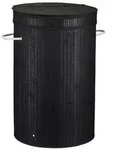 Relaxdays W&auml;schekorb Bambus, runder W&auml;schesammler mit Klappdeckel, 65 l, faltbare