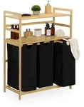 Relaxdays W&auml;schekorbregal mit 2 Ablagen, 3 ausziehbare W&auml;schesammler, HBT: 105 x 80