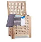 Relaxdays W&auml;schetruhe Walnuss, Deckel, entnehmbarer W&auml;schesack 70 l, geschlossener