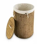 Relaxdays W&auml;schekorb Bambus, faltbare W&auml;schetonne mit Deckel, Volumen 70 l,