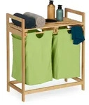 Relaxdays W&auml;schekorb Regal, ausziehbar, HBT: 73 x 64 x 33 cm, W&auml;schesammler Bambus,