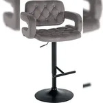 CLP Barhocker Dublin Samt grau/Metall matt schwarz