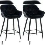 CLP 2er Set Barhocker Gibson Samt Sitzh&ouml;he 76 cm schwarz