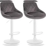 CLP 2er Set Barhocker Lazio Samt grau/wei&szlig;