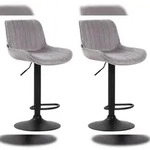 CLP 2er Set Barhocker Lentini Samt grau/schwarz