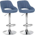 CLP 2er Set Barhocker Milet Stoff Stoff HBT: 85x47x48 cm Metall in Chromoptik blau