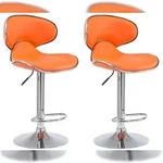 CLP 2er Set Barhocker Las Vegas Kunstleder orange/chrom