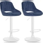 CLP 2er Set Barhocker Milet Samt Samt HBT: 85x47x48 cm Metall matt weiss blau