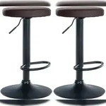 CLP 2er Set Barhocker Ponte Kunstleder braun/Metall matt schwarz