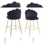 SalesFever Barhocker Muscheldesign | 2er Set | Samt | B 52 x T 54 x H 100 cm 