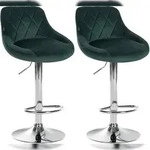 CLP 2er Set Barhocker Lazio Samt dunkelgr&uuml;n/chrom