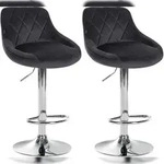 CLP 2er Set Barhocker Lazio Samt dunkelgrau/chrom