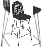 SIT M&ouml;bel Barhocker | Sitzschale Rattan schwarz | Gestell Metall antikschwarz...