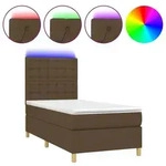 vidaXL Boxspringbett mit Matratze & LED Dunkelbraun 100x200 cm Stoff