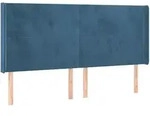 vidaXL Kopfteil mit Ohren Dunkelblau 203x16x118/128 cm Samt