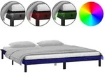 vidaXL Massivholzbett mit LED-Beleuchtung Schwarz 200x200 cm