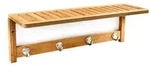 Relaxdays Wandregal mit Hakenleiste, HxBxT:18x50x16cm, 4 Haken, Ablage,