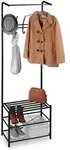 Relaxdays Garderobenst&auml;nder mit Schuhablage, freistehend, Flur Standgarderobe,