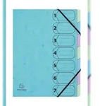Exacompta 56560E 8x Ordnungsmappe A4 Harmonika, mit Gummizug, 7 F&auml;cher, Aquarel -