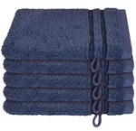 Schiesser Waschhandschuhset Milano - 5-teilig - 16 x 22 cm - Dunkelblau