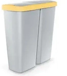 Monzana KEDEN&reg; M&uuml;lleimer K&uuml;che 50L 2 F&auml;cher mit Deckel Grau Gelb