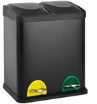 SVITA TC2X15 M&uuml;lleimer 30L 2x15 Treteimer Papierkorb M&uuml;lltrennung Stahl Schwarz
