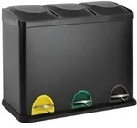 SVITA TC3X15 K&uuml;cheneimer 45L M&uuml;lleimer Trennsystem Treteimer Abfalleimer Schwarz