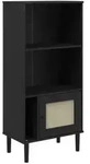 vidaXL B&uuml;cherschrank SENJA Rattan-Look Schwarz 60x35x130cm Kiefernholz